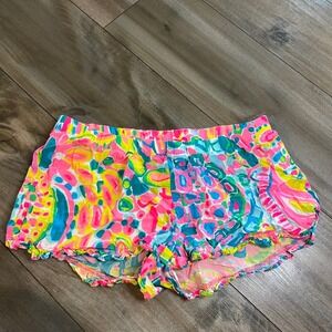 Lilly Pulitzer Ruffle Shorts Colorful Print Casual Women Small Bin‎ A-211